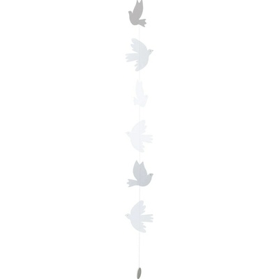 räder Závěsná dekorace Bird 90 cm, bílá barva, papír