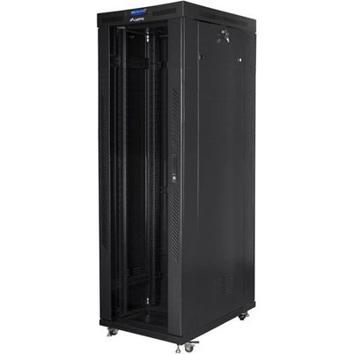 Lanberg Комуникационен шкаф Lanberg rack cabinet 19" free-standing 42U/800x1000 (flat pack) with glass door lcd black v2 (FF01-8042-12BL)