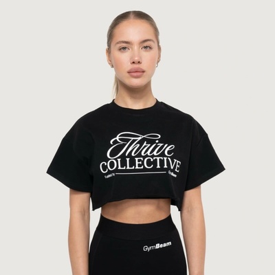 GymBeam Dámske cropped tričko Thrive Black