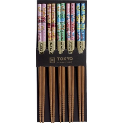 Tokyo Design Studio Čínske paličky set 5 párov farebné motív Dragon