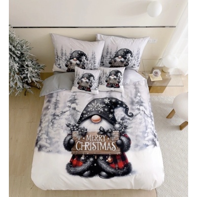 TiaHome obliečky Polycotton Vianočné Gnome čierny 200x140 90x70