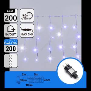 Aigostar - LED външна коледна верига 200xLED 8x0, 4m IP44 синя (AI2530)