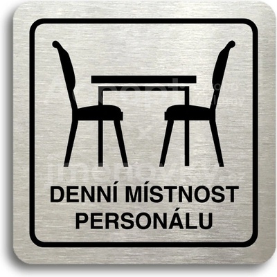 ACCEPT Piktogram denní místnost personálu - stříbrná tabulka - černý tisk