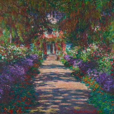 Plagát, Obraz - Chodník v Monetovej záhrade, Giverny, 1902, Claude Monet, 40 × 40 cm