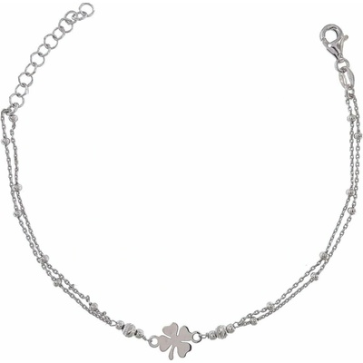 INFINITYSILVER Stříbrný náramek se čtyřlístkem a kuličkami NB5007317+