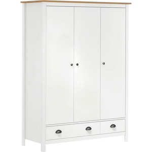 vidaXL Гардероб с 3 врати Hill бял 127x50x170 см борово дърво масив (288954)