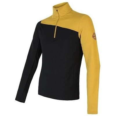Sensor Merino Extreme tričko dl.rukáv zips mustard čierne