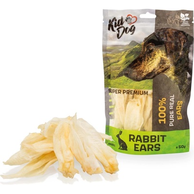 KIDDOG SUPER PREMIUM 100% prírodné králičie uši 50 g