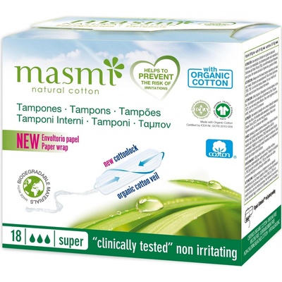 Masmi Tampóny z organickej bavlny Super 18 ks