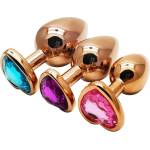 SuperLove Heart Jewel Butt Plugs Training Kit Rose Gold