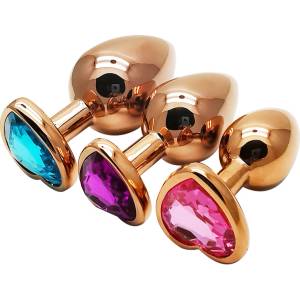 SuperLove Heart Jewel Butt Plugs Training Kit Rose Gold