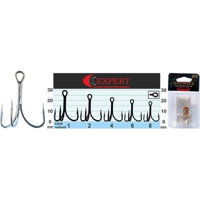 EXPERT plaváky Trojháček s protihrotem 1215 stříbrný vel.1 6 ks