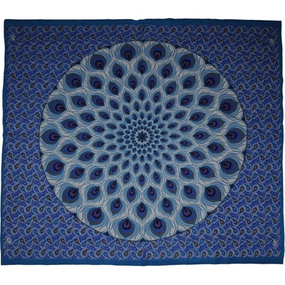 BOB Batik přehoz na postel indický Paví oko modrý 230 x 210 cm