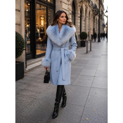 Max Original Leather Dámsky kožený kabát REBECCA FUR celeste