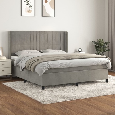 Petrashop 3132807 boxspring postel s matrací světle šedá samet