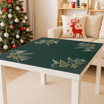 Evenit Vianočný obrus 21046 stromčeky so zlatou niťou Polyester 85x85 cm