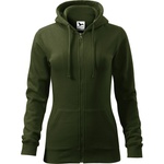 MALFINI Malfini trendy zipper 411 / Дамско яке кенгуру с цип по цялата дължина и качулка - военен m (4116914)