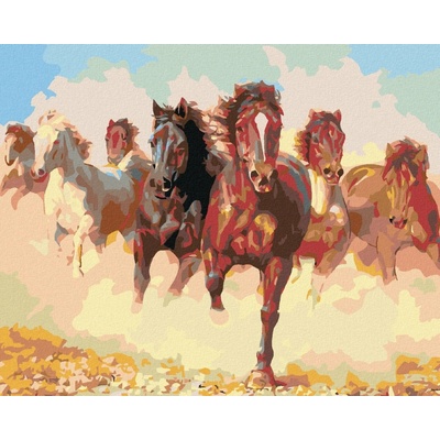 zuty Malování podle čísel Stádo koní 100 x 80 cm vypnuté plátno na rám