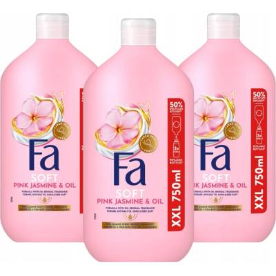 Fa sprchový gel a do koupele Magic Oil Růžový jasmín 750 ml x3