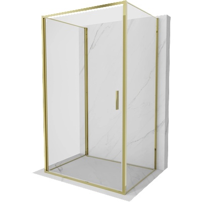 Mexen Exo-3S душ кабина с 3 стени с панти 75 x 95 см, прозрачен, златна (817-075-095-50-00-3S)