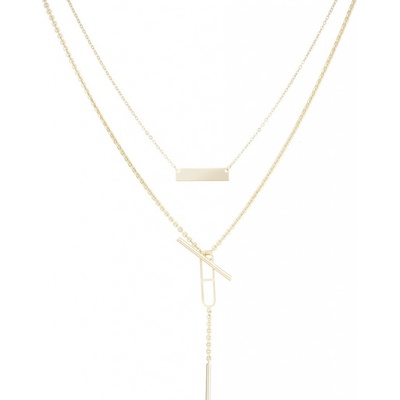 Biju Pozlacený řetízek zlatem dvojřadý, kombinace dvou řetízků ve tvaru písmene ypsilon 3001540