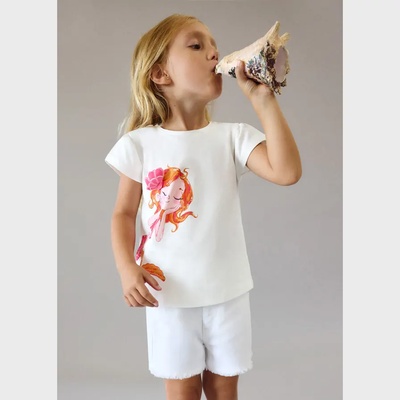 Mayoral Къси панталони памук basic Бял цвят за мини момиче Mayoral