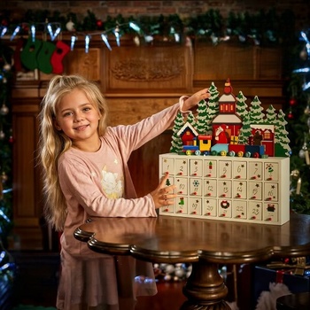 Goleto Dřevěný adventní kalendář Zimní krajina