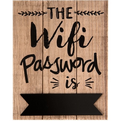 Nástěnná dřevěná cedule na heslo Wifi - 16*1*20 cm - Clayre & Eef