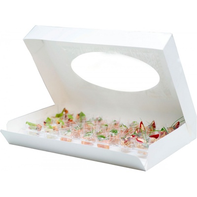 DUNI krabička amuse-bouche biela + transparentná 550 × 365x80 mm