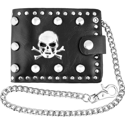 Kožená peňaženka s retiazkou Lebka