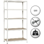 Carmen Метален стелаж Carmen CR-1016 - 180х90х45 см, до 250 кг на рафт - бял (3580556) - bay