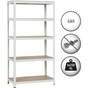 Carmen Метален стелаж Carmen CR-1016 - 180х90х45 см, до 250 кг на рафт - бял (3580556) - bay