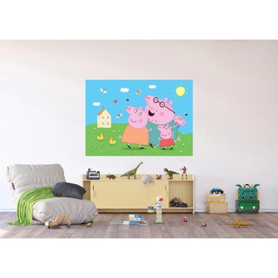 Ag Design FTDNM-5297 Dětská vliesová fototapeta na zed' Prasátko Peppa s Rodinou, rozměry 155 x 110 cm