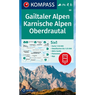 Gailtaler Alpen, Karnische Alpen, Oberdrautal (Kompass - 60) - turistická mapa