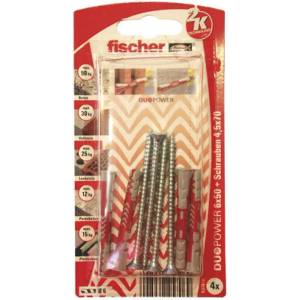 Fischer УНИВЕРСАЛЕН ДЮБЕЛ С ВИНТ Ф6Х50ММ 4 БРОЯ fischer duopower s k nv (4048962257243)