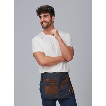 Gary´s Zástěra Corto denim + kůže UNI tmavě modrá 100/100 bavlna/kůže