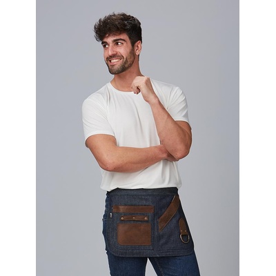 Gary´s Zástěra Corto denim + kůže UNI tmavě modrá 100/100 bavlna/kůže