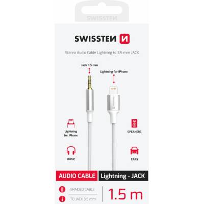 Swissten adaptér Light/JACK 1,5 M BÍLÝ