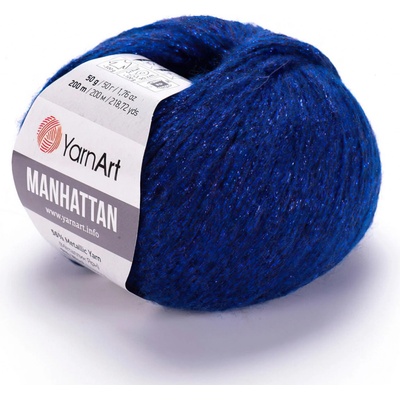 YarnArt Pletací / háčkovací příze MANHATTAN 914 metalická královsky modrá, efektní, 50g/200m