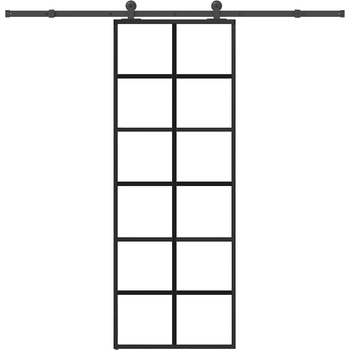 vidaXL Плъзгаща се врата с обков 76x205 см ESG стъкло и алуминий (3332842)