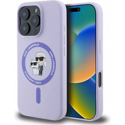 Karl Lagerfeld Liquid Silicone Karl and Choupette MagSafe kryt pre iPhone 16 Pro, fialový 57983122715