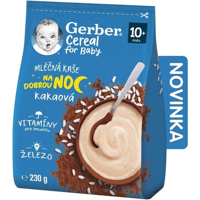 Gerber Cereal mléčná kaše kakaová Dobrou noc 230 g