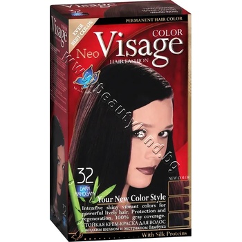 Боя за коса Visage Fashion Permanent Hair Color, 32 Dark Mahogany, p/n VI-206032 - Трайна крем-боя за коса, тъмен махагон (VI-206032)