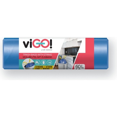 viGO! Pytle zatahovací HDPE 60l 12µm 10ks modré