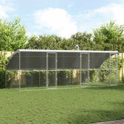 vidaXL Klec pro psy se střechou sada 3 ks 600 x 200 x 200 cm pozinkovaná ocel stříbrná 9799.3368326