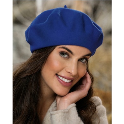 TONAK Modrý baret FLORA 100% vlna WOOLMARK