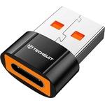 Techsuit - Премиум OTG адаптер HyperPort (A7) - Type-C към USB 3.0, 5Gbps, 10A, конвертор за телефон - черен / оранжев