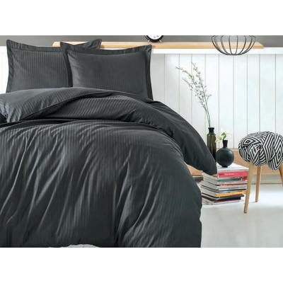 Cottonbox obliečka bavlnený satén Stripe antracit 200x220 2x70x90