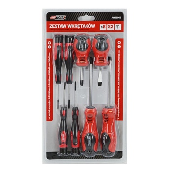 AWTools Комплект отвертки AwTools, 8 бр, CrV S2 стомана, ергономични (AW36809) (AW36809)