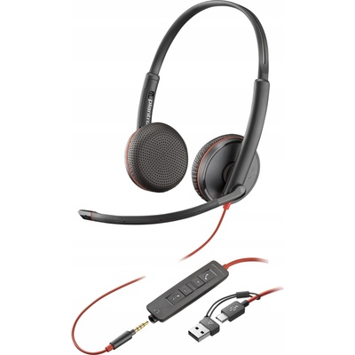 Poly Blackwire 3225 3.5 mm jack + USB-C/A adaptér